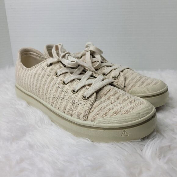 Keen Elsa IV Women’s 9 Beige Stripe  Canvas Lifestyle Sneakers 1023159 - Picture 1 of 10